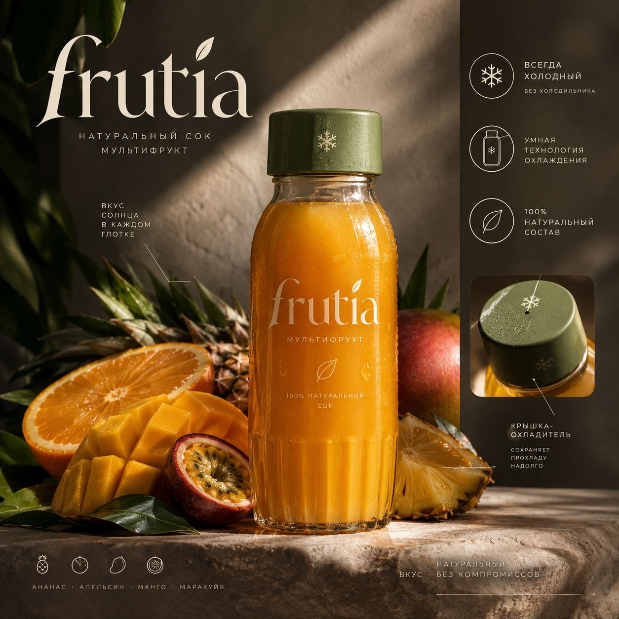 Готовый макет мультифруктового сока FRUTIA